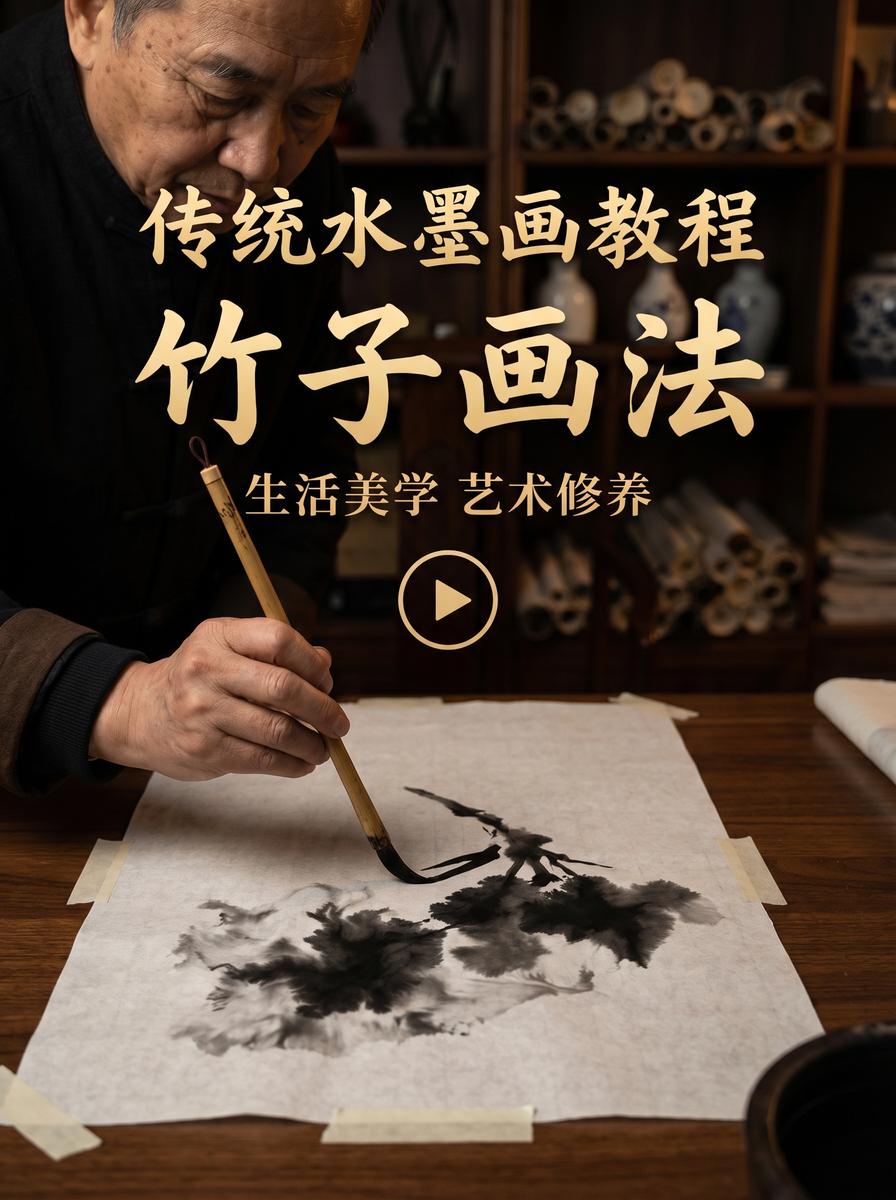 17C 水墨画视频教程：竹子画法入门与笔墨技法 - www.gguslsj.cn